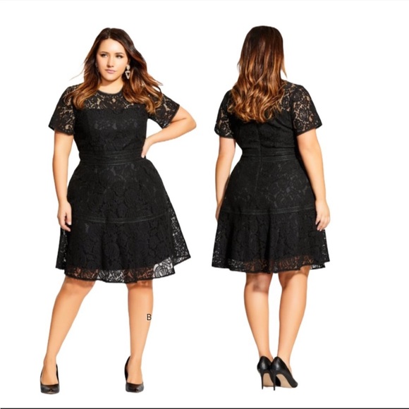 City Chic Black Flower Laced Ravish Dress NWT - Picture 1 of 3